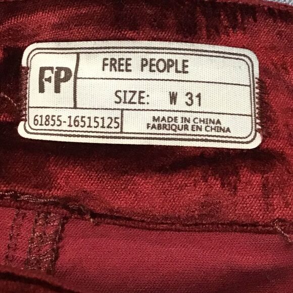 Free People Burgundy Retro Velvet Mini Skirt Size 31 New - Picture 2 of 3